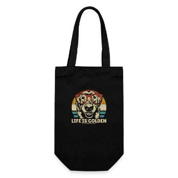 Golden Retriever Labrador Hund retro vintage - Geschenkbeutel für Flaschen - Schwarz - Vorne