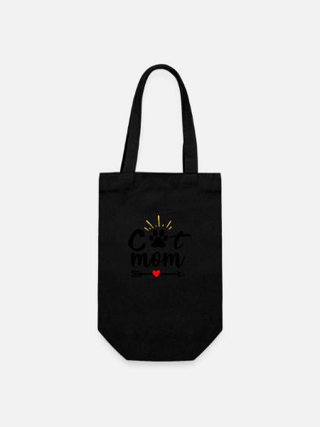 Cat mom - Gift Bag for Bottles - black