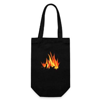 Lagerfeuer Camping Natur Wald Feuer draußen Zelt 7 - Geschenkbeutel für Flaschen - Schwarz - Vorne