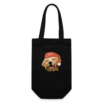 Dog with Santa hat - Gift Bag for Bottles - black - Front