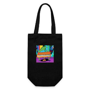 Piano in front of rainbow - Gift Bag for Bottles - black - Front
