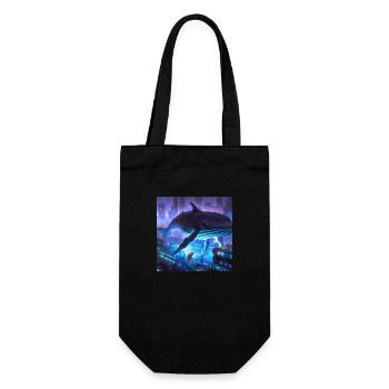 Whale floating in the city - Gift Bag for Bottles - black - Front