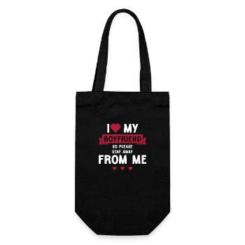 I Love My Boyfriend So Please Stay Away From Me - Gift Bag for Bottles - black - Front