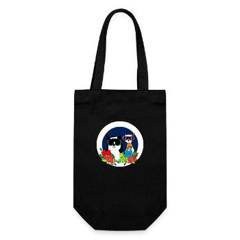 Katzen beste Freunde - Geschenkbeutel für Flaschen - Schwarz - Vorne