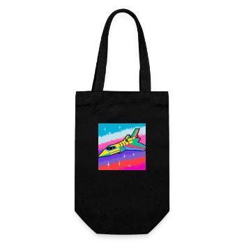 Das farbige Raumschiff - Geschenkbeutel für Flaschen - Schwarz - Vorne
