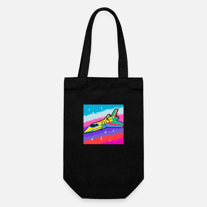 Das farbige Raumschiff - Geschenkbeutel für Flaschen - Schwarz