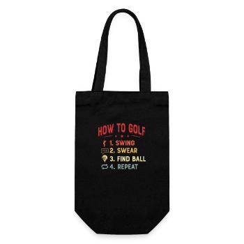 How To Golf 1. Swing 2. Swear 3. Find Ball 4. Repe - Geschenkbeutel für Flaschen - Schwarz - Vorne