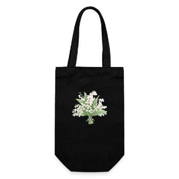 Blumenstrauß vom Maiglöckchen - Geschenkbeutel für Flaschen - Schwarz - Vorne