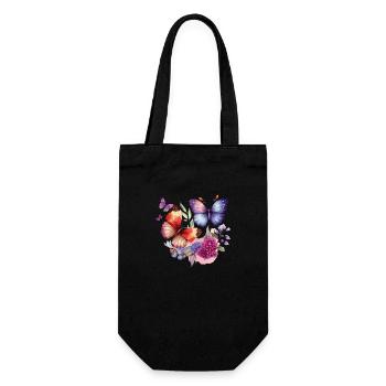 Schmetterling Vintage Blumen - Geschenkbeutel für Flaschen - Schwarz - Vorne