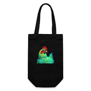 Pop Art Huhn Bauernhof Tiere Farbenfroh Natur - Geschenkbeutel für Flaschen - Schwarz - Vorne