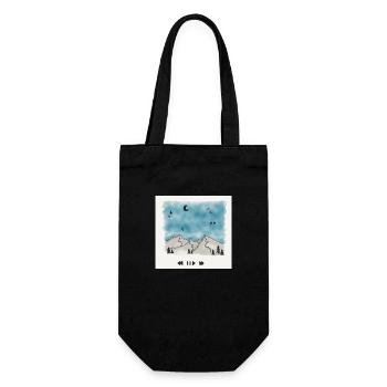 Zeichnung - Berge, Nachthimmel, Musik - Geschenkbeutel für Flaschen - Schwarz - Vorne