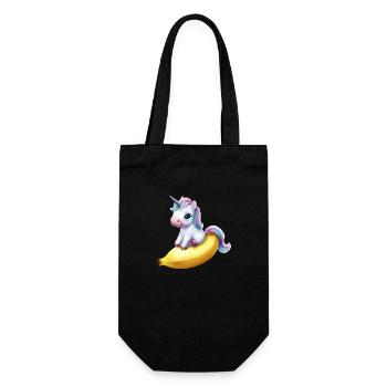 Einhorn auf Banane - Geschenkbeutel für Flaschen - Schwarz - Vorne