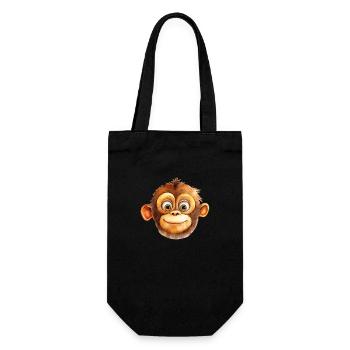 Monkey Drawing Watercolor - Gift Bag for Bottles - black - Front