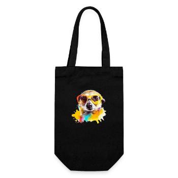 Exou das Erdmännchen mit Brille - Geschenkbeutel für Flaschen - Schwarz - Vorne