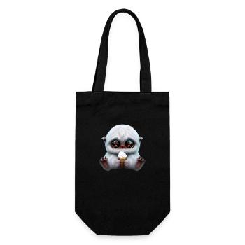 Yeti mit Softeis - Geschenkbeutel für Flaschen - Schwarz - Vorne