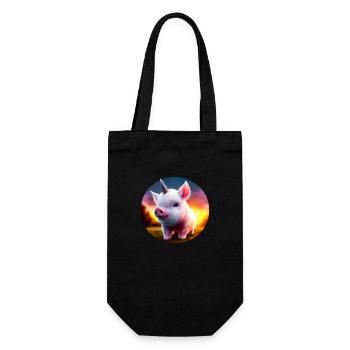 Unicorn pig in sunset - Gift Bag for Bottles - black - Front