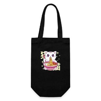 Ramen Katze Kawaii Nudeln Japanische Ramen Katze - Geschenkbeutel für Flaschen - Schwarz - Vorne