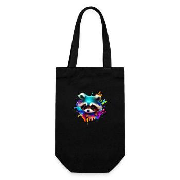 Colorful raccoon with splashes of color - Gift Bag for Bottles - black - Front