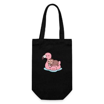 Chilling Flamingo Faultier Strand T-Shirt - Geschenkbeutel für Flaschen - Schwarz - Vorne