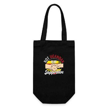 Not Ugandan But Supportive Country Traveler - Gift Bag for Bottles - black - Front