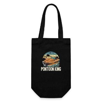 Pontoon King Father's Day Motorboating Pontooning - Gift Bag for Bottles - black - Front