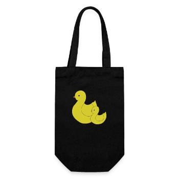 Ente Mama und baby - Geschenkbeutel für Flaschen - Schwarz - Vorne