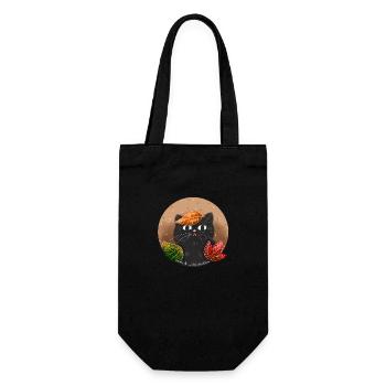 Cat in autumn - Gift Bag for Bottles - black - Front
