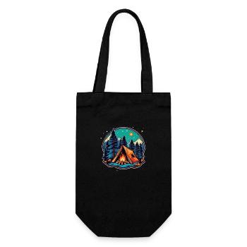 Camping, tent and campfire - Gift Bag for Bottles - black - Front