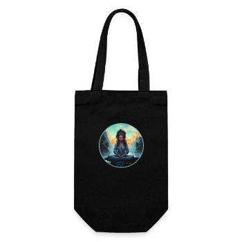 Meditation, Woman, Nature, Mountains, Lake - Gift Bag for Bottles - black - Front