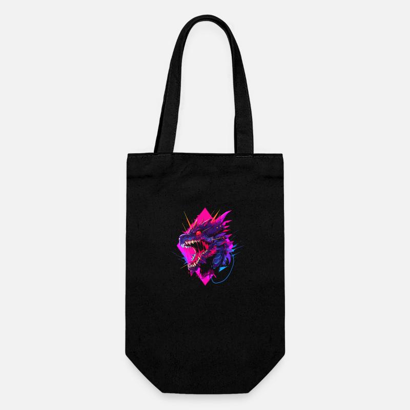 Synthwave Dragon - Geschenkbeutel für Flaschen - Schwarz