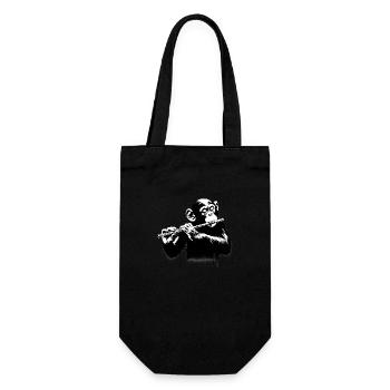 Monkey Orchestra Flute Street Art Banksy Style - Gift Bag for Bottles - black - Front