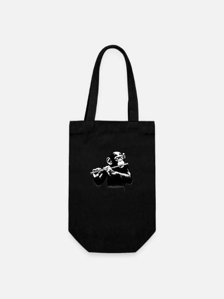 Affen Orchester Querflöte StreetArt Banksy Style - Geschenkbeutel für Flaschen - Schwarz