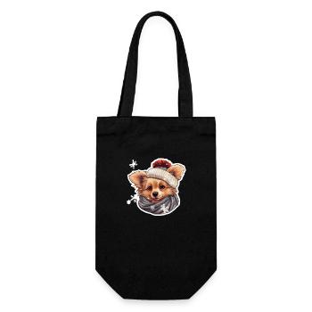 Winter cute dog in the snow - Gift Bag for Bottles - black - Front