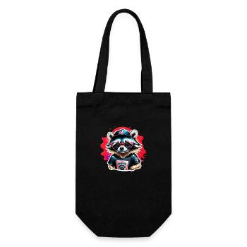 raton laveur cool avec casquette et lunettes - Sac à bouteille - noir - Devant