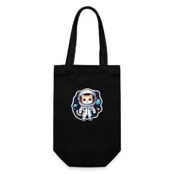 Astronaut Katze - Weltraum - Geschenkbeutel für Flaschen - Schwarz - Vorne