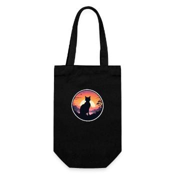 Cat, Landscape & Sunset - Gift Bag for Bottles - black - Front