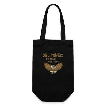 Owl Power: Fly High, Stay Wise Nocturnal Bird Nigh - Geschenkbeutel für Flaschen - Schwarz - Vorne