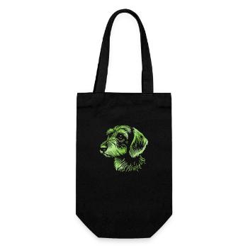 teckel à poil dur teckel à poil dur dessin tête vert - Sac à bouteille - noir - Devant