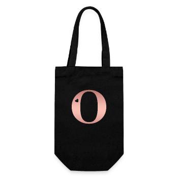 Buchstabe O Roségold - Geschenkbeutel für Flaschen - Schwarz - Vorne