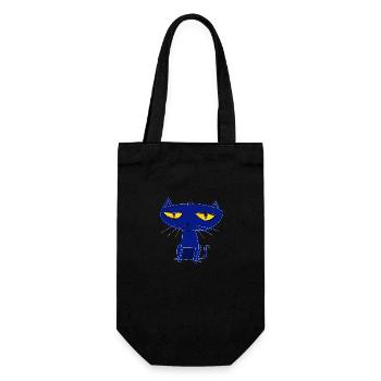sad blue cat - Gift Bag for Bottles - black - Front