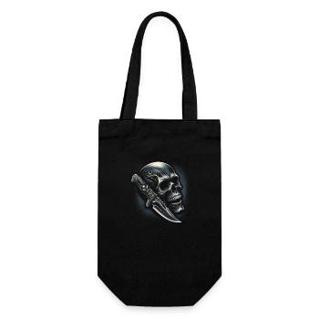 Lame tranchante : Crâne et couteau orné - Sac à bouteille - noir - Devant
