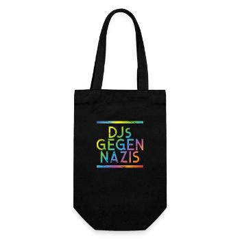 DJs gegen Nazis Regenbogen - Geschenkbeutel für Flaschen - Schwarz - Vorne