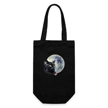 Mond Katze - Geschenkbeutel für Flaschen - Schwarz - Vorne