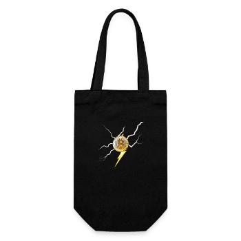 Bitcoin logo with lightning bolts - Gift Bag for Bottles - black - Front