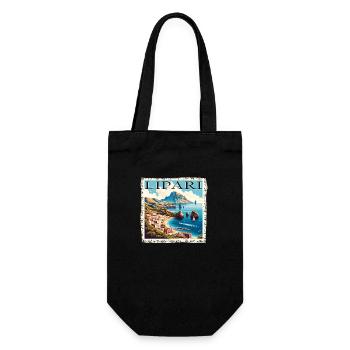Lipari Italy Grunge Style Port & Beach - Gift Bag for Bottles - black - Front