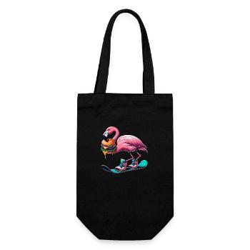 Flamingo Snowboarder Fast Food Burger - Geschenkbeutel für Flaschen - Schwarz - Vorne