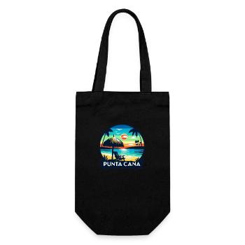 Sonnenuntergang in Punta Cana: Strand und Palmen - Geschenkbeutel für Flaschen - Schwarz - Vorne