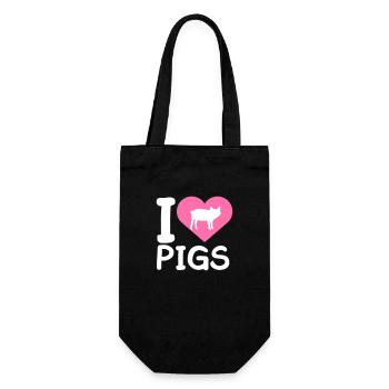 I Love Pigs Heart Piggy Silhouette Love - Gift Bag for Bottles - black - Front