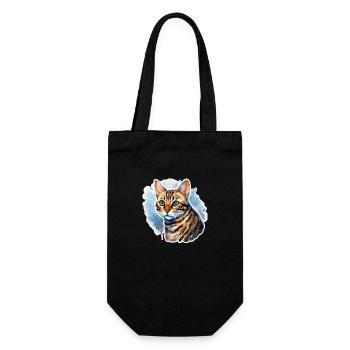 Katze bengalisch - Geschenkbeutel für Flaschen - Schwarz - Vorne