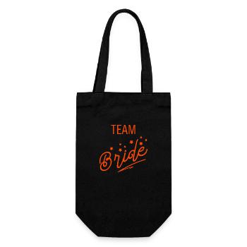 Team Braut Orange Hochzeit Bachelorette Handgeschrieben - Geschenkbeutel für Flaschen - Schwarz - Vorne
